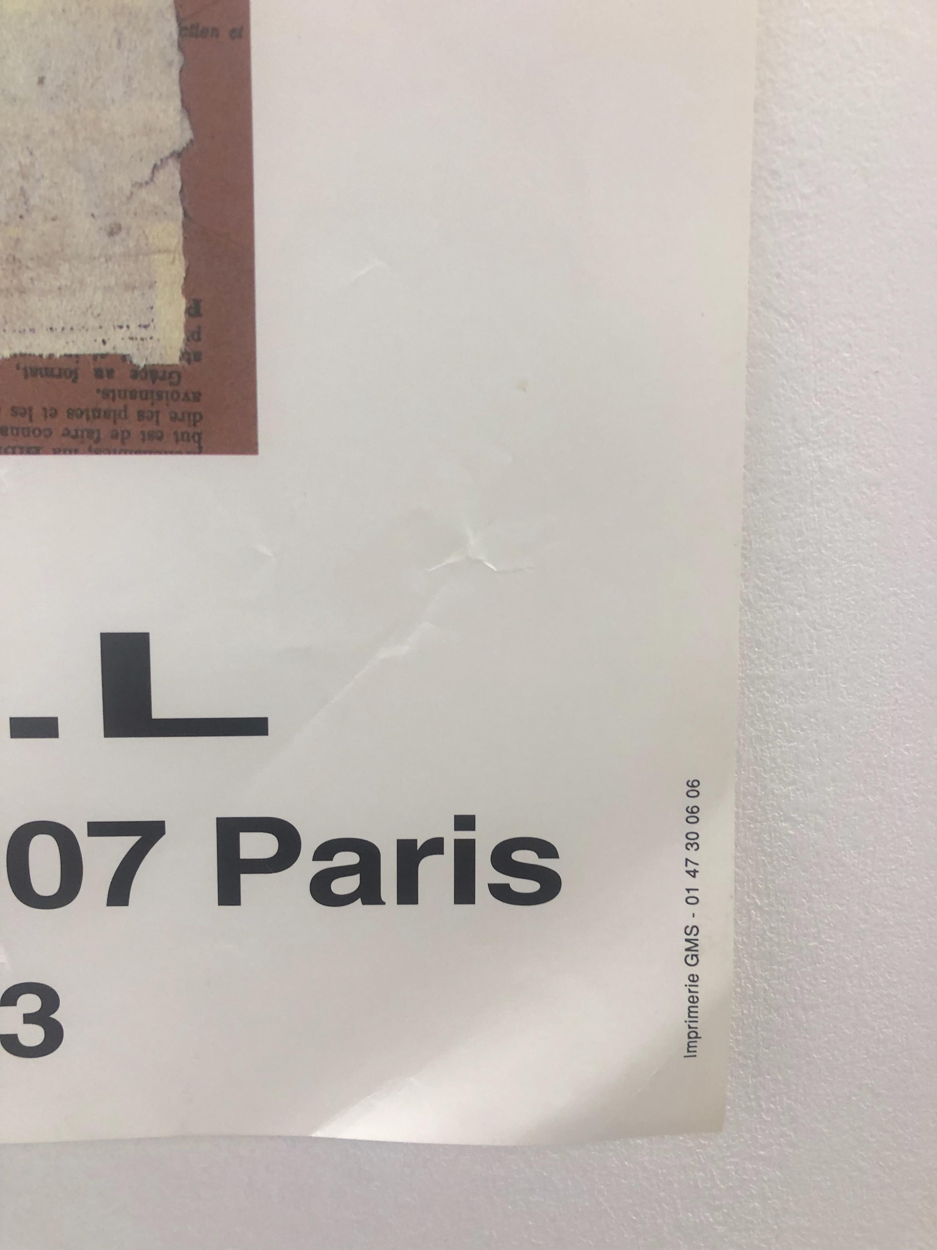 Arthur Aeschbacher Exhibition Posters, “Rusty poster”, this poster is the original exhibition poster from 1999, December 8, 1999 - January 8, 2000 A.L Gallery, 31, rue de Verneuil - 75007 Paris Such: 01 42 86 9553, 60 x